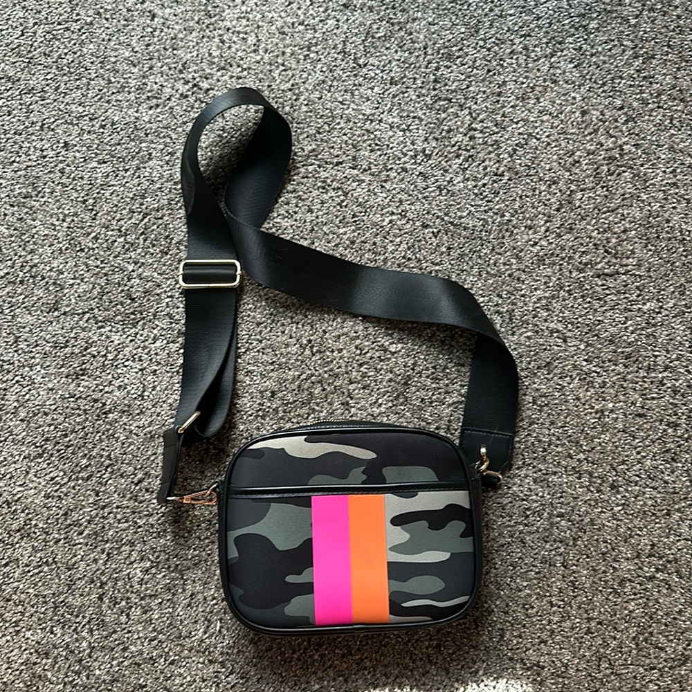 Crossbody purse- camo and stripe